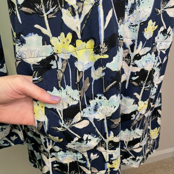 Pure Jill J. Jill Floral Tunic Modal Stretch Kangaroo Pocket Blue Women's Medium - Picture 6 of 10